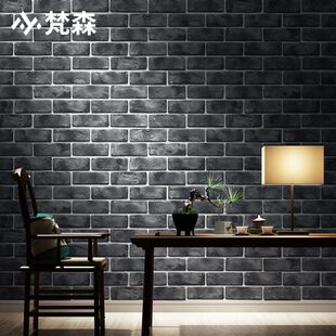 3D立体青砖砖块复古砖纹墙纸红砖仿古砖头饭店壁纸店铺装修文化石