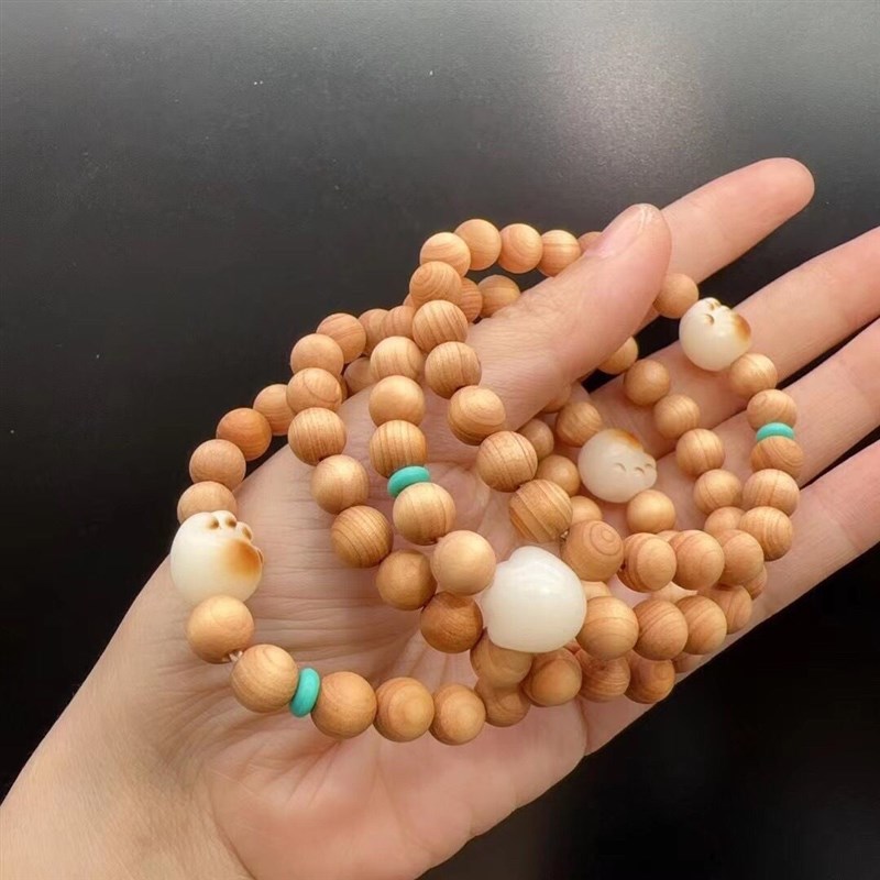 崖柏8MM原木搭配菩提根猫爪z崖柏的香味淡雅悠长韵味足可爱通用