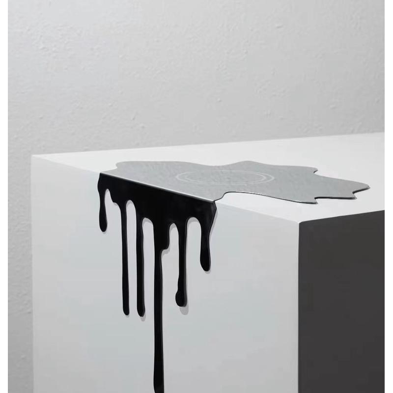 现代简约创意不锈钢银色抽象流淌水滴托盘摆件样板间家居软装饰品