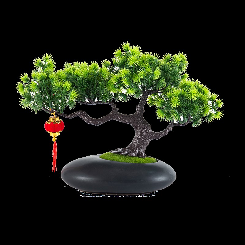 仿真绿植室内装饰假花仿真花摆设松树摆件迎客松小盆栽中式盆景