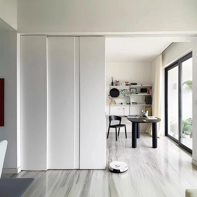 三联动推拉门木门吊轨门书房隐形门阳台客厅L型推拉门移门隔断门