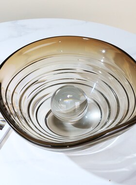 轻奢艺术玻璃螺旋水果盘摆件现代客厅茶几样板间售楼处桌面收纳盘