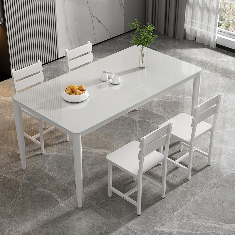 餐桌椅餐桌组合现代简约奶油小户型长方形家用吃饭桌钢化玻璃桌