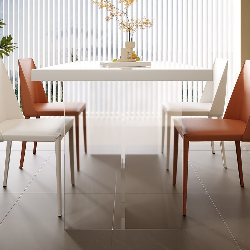 亚克力悬浮岩板餐桌现代黑小户型家用极简奶油长方形餐桌