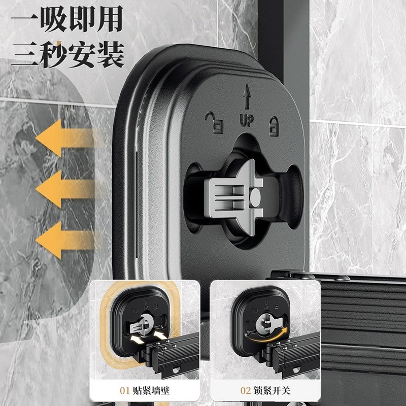 吸盘折叠晾衣架室内阳台壁挂免打孔凉衣杆家用隐形伸缩晾衣杆