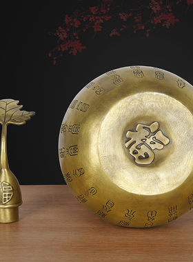 开口铜葫芦摆件百福开盖葫芦黄铜大号空心葫芦挂件客厅玄关装饰品