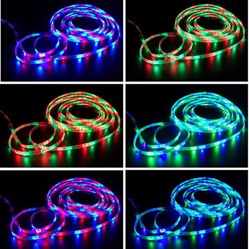 12Vled灯带3528贴片60珠led彩灯RGB七彩变色跑马流水遥控防水灯条