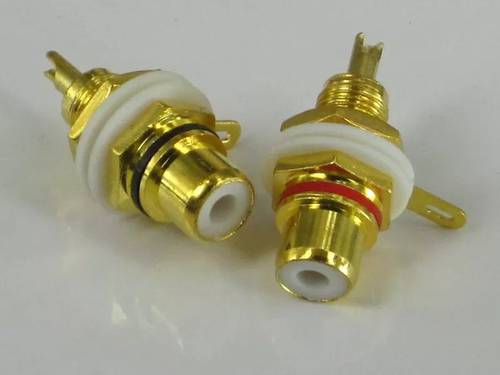 镀金莲花母座 RCA音频插座 功放机箱AV信号输入音响接头配件 焊接