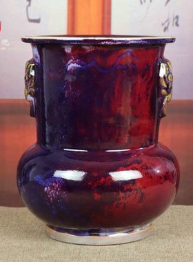 河南禹州钧瓷花瓶传统煤烧窑口古典中式钧窑陶瓷器收藏级孤品摆件