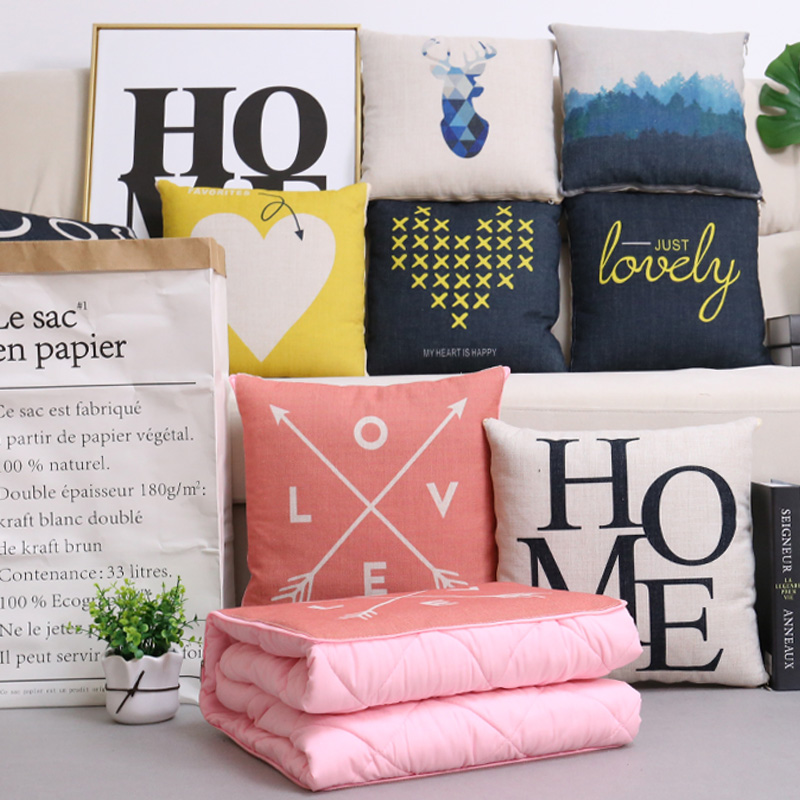 北欧抱枕被子两用l午睡办公室靠C枕头被空调汽车腰枕床头沙发靠垫