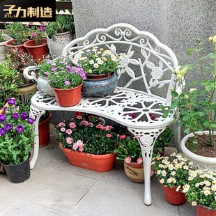 子力户外长椅露天阳台长椅子庭院休闲靠背椅室外铁艺长凳子公园椅