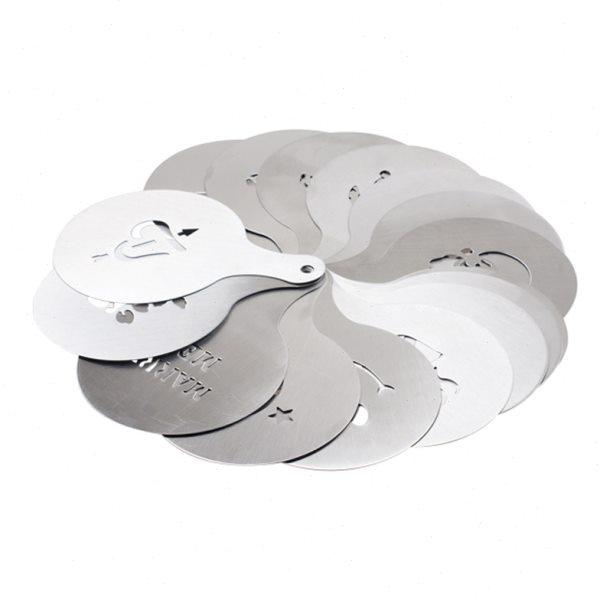 加厚铝制模型花式卡布奇诺拉花奶泡咖啡拉花模形板图案16撒粉模具,餐饮具,配套器具,淘宝优惠券,粉丝福利购,淘宝优惠卷