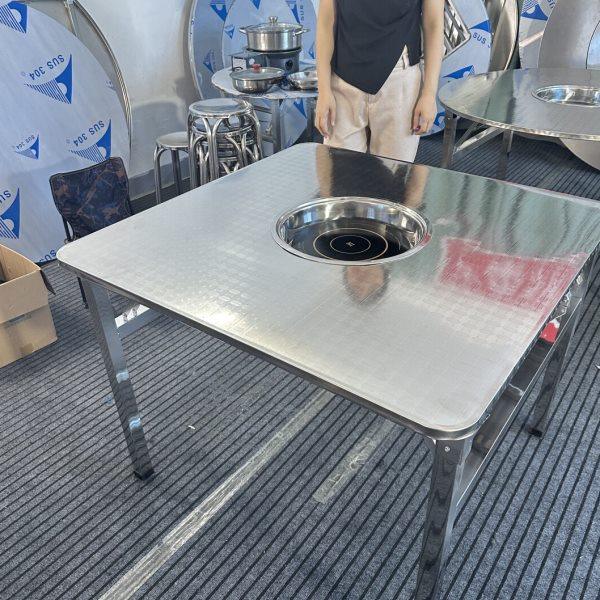 加厚全不锈钢火锅桌配下沉电磁炉方桌商用餐饮电陶炉餐桌,住宅家具,不锈钢/PVC餐桌,淘宝优惠券,粉丝福利购,淘宝优惠卷
