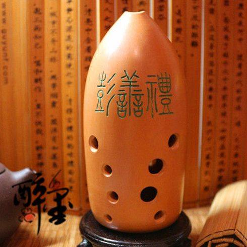 阴氏陶埙 十孔黑陶笔筒埙刻字可自定义 低5-高2 包邮 送曲谱伴奏