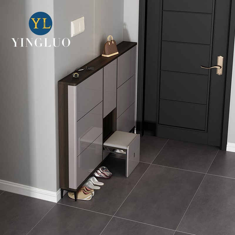 OD59意式轻奢超薄鞋柜新款2021门厅家用门口翻斗式S鞋柜17cm大容