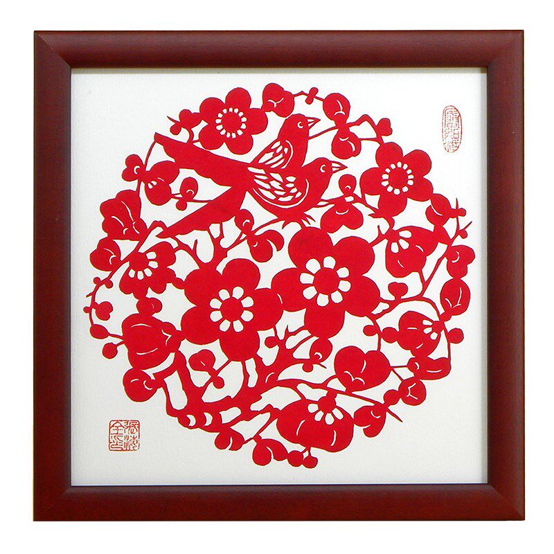 蛇年剪纸特色手工剪纸画喜上眉梢中国风商务外事出国礼品送老外
