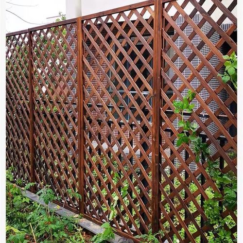 防腐碳化实木栅栏网格网片阳台壁挂隔断围栏护栏爬藤花架装饰家用