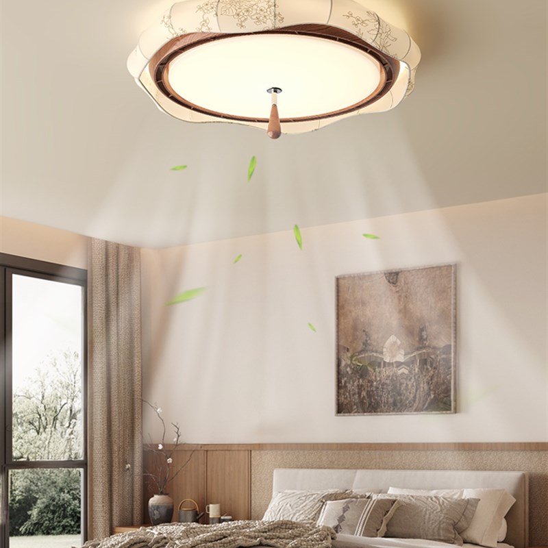 宋代美学客厅吊扇灯法式中古风胡桃木F色法式覆古大厅隐形静音灯