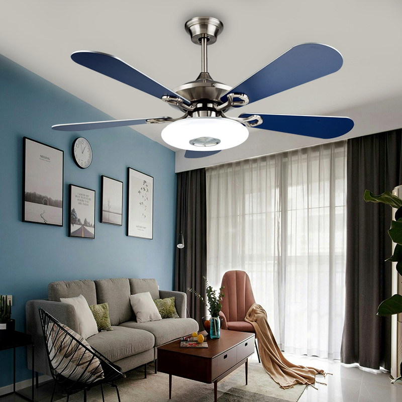 北欧吊扇灯简约客厅餐厅卧室风扇B灯 地中海吊扇灯大风力风扇吊灯