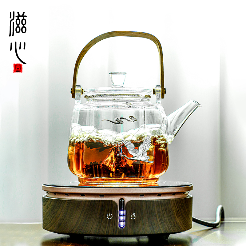 德茗堂电陶炉煮茶炉智能静音自动家用小型烧水器具玻璃壶专用套装