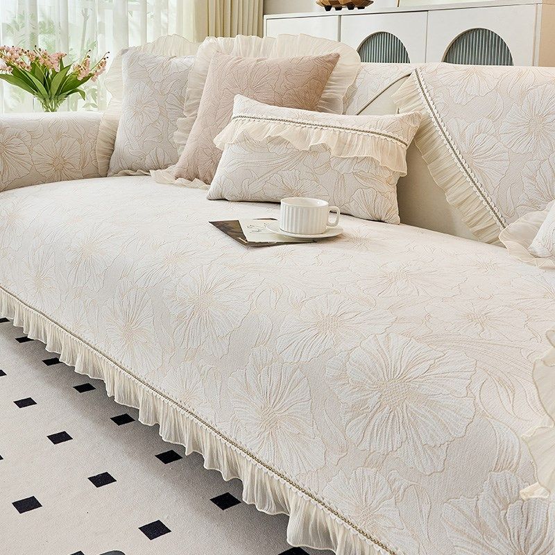 雪尼尔沙发垫轻法式奶油风四季通用2024新款套罩盖布巾防滑坐垫冬,居家布艺,沙发垫,淘宝优惠券,粉丝福利购,淘宝优惠卷