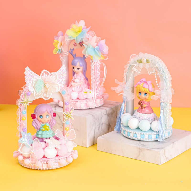 女孩diy可爱童话美光灯材料 手工粘贴制作桌面小夜灯音乐摆设礼物