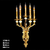 5头金色酒店别墅大堂KTV蜡烛灯 卧室客厅水晶壁灯法式 欧式 时尚