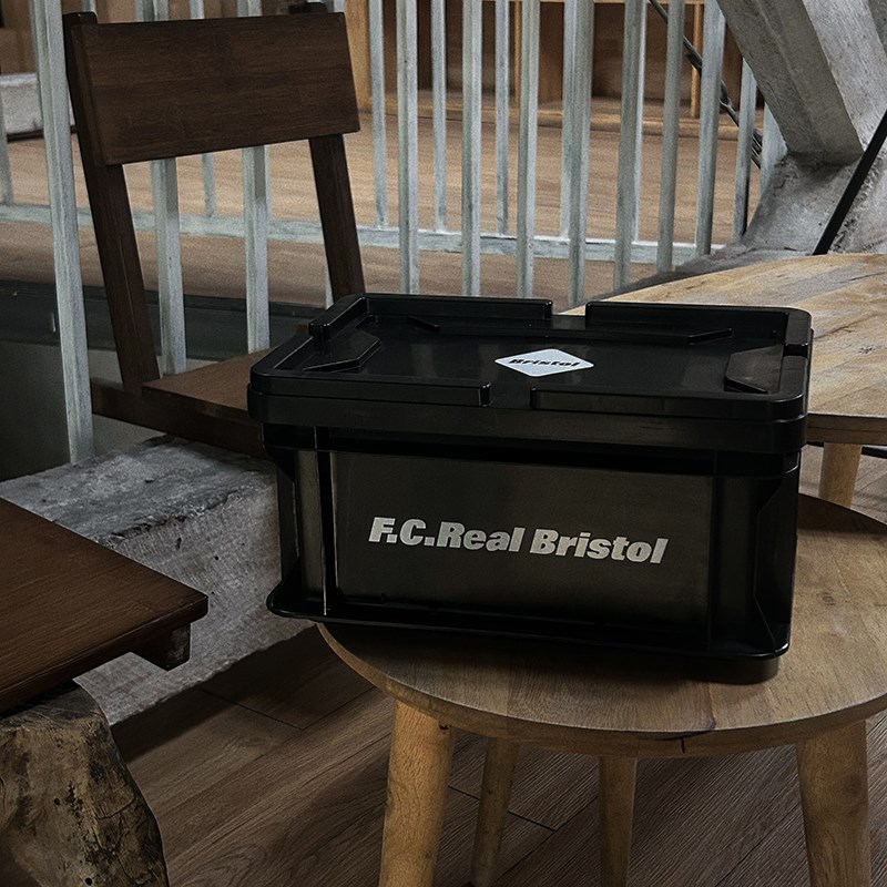 潮牌FCRB余文乐工业风PP塑料储物箱可堆叠周转箱桌面日潮黑收纳盒