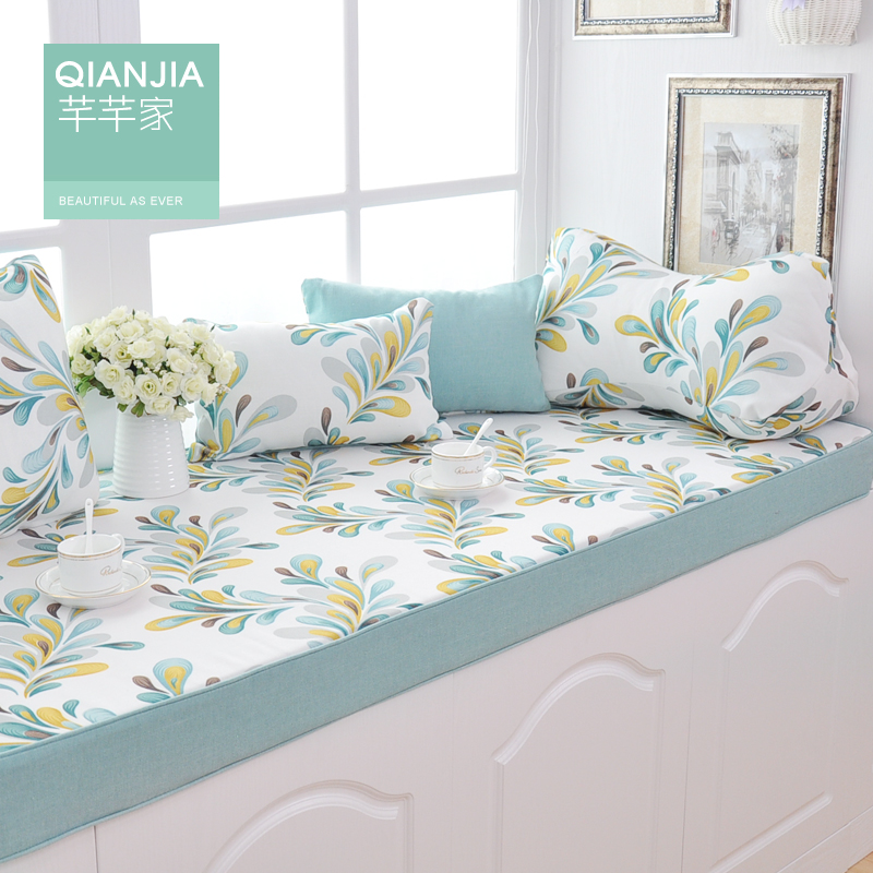 飘窗垫定做订做 欧式加厚坐垫高密度海绵窗台垫子榻榻米床垫田园