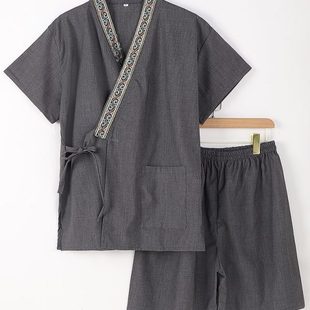 日式 按摩服温泉桑拿服 情侣汗蒸服男款 苎麻洗浴足浴服女加肥大泰式