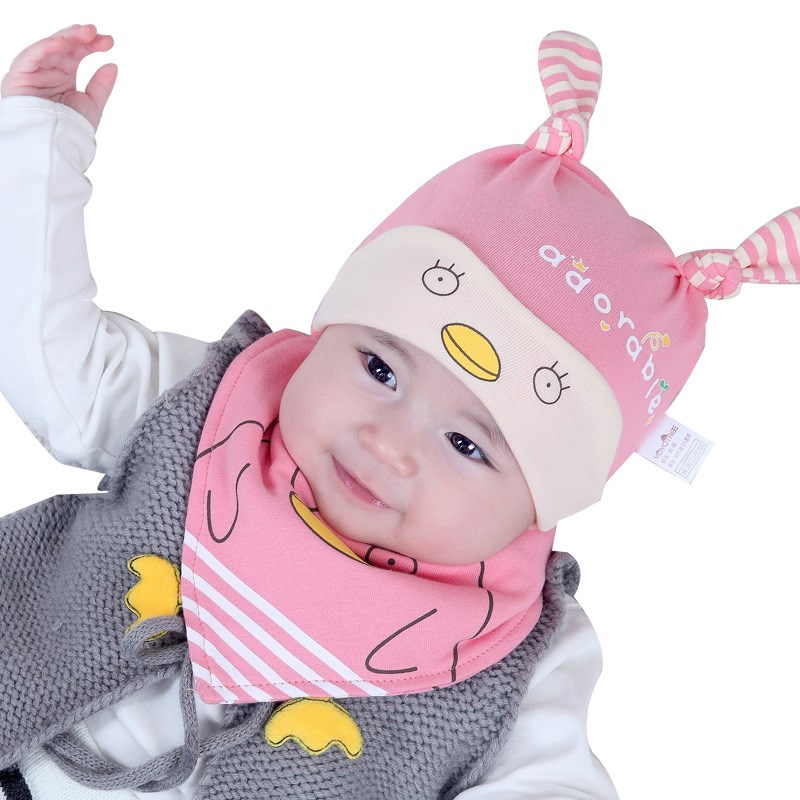 韩版新款2017y秋季呆萌鸭宝宝胎帽套头帽春秋婴儿帽子秋冬