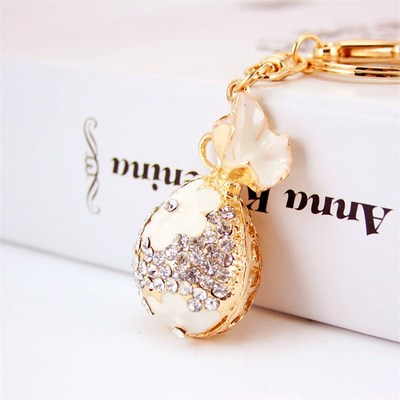 创意时尚可爱镶钻花朵钱袋招财汽车钥匙扣女包配饰挂W件钥匙链618