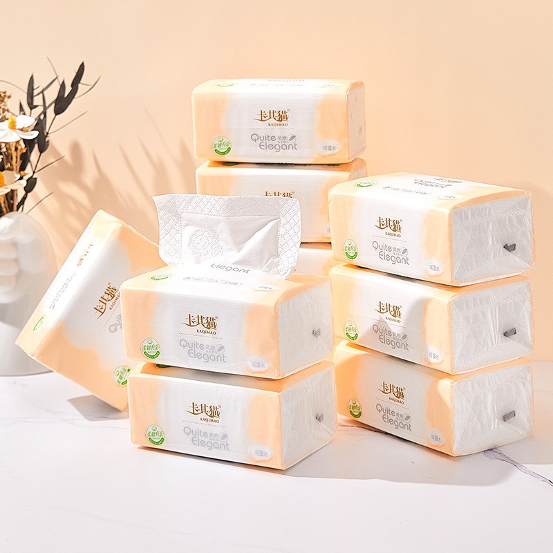 抽b纸纸巾8包380张实惠装可湿水面巾纸家用饭店餐巾纸C128