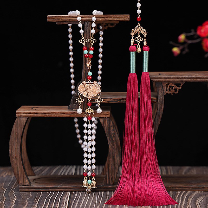 马面裙配b饰古风汉服长项链背云长璎珞明制流苏新中式国风锁软璎