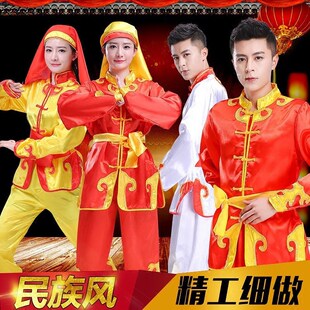 儿童打鼓服练功服腰鼓舞龙舞狮服装男新J款秧歌服武术演出服表演