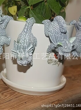 跨境新品热销田园小龙挂杯挂饰花盆装饰品树脂工艺品摆件艺术品