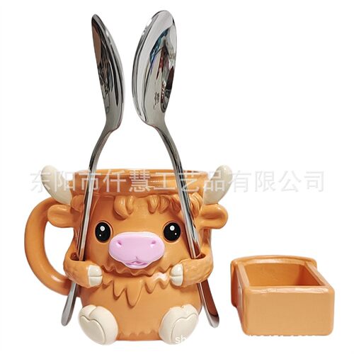 跨境Pebbles the Penguin Ice Pint Holder Cow高地牛冰激凌杯托