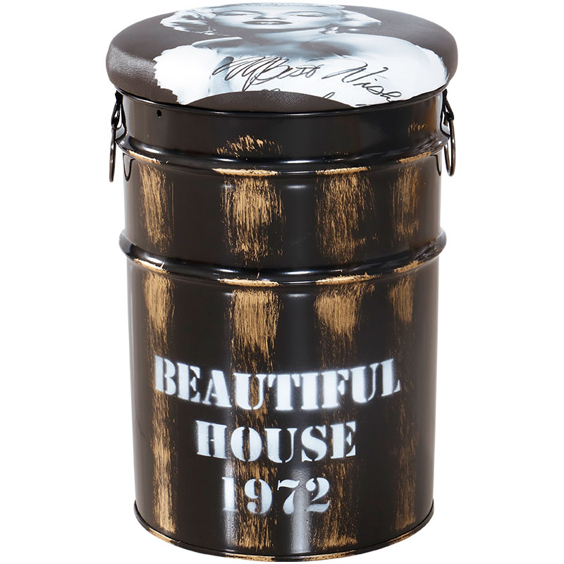 艾翠轩复古新款铁艺椅储物凳油漆桶桶凳凳子换鞋凳乡村咖啡凳矮凳