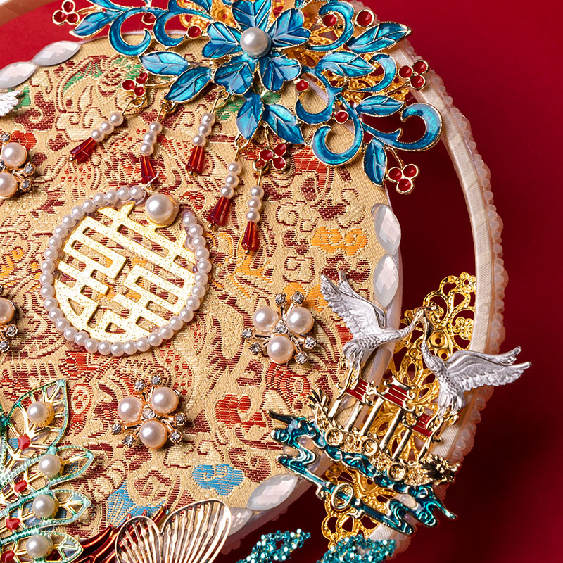 团扇新娘出嫁结婚喜扇diy材料包秀禾高档中式婚礼手工高级感成品