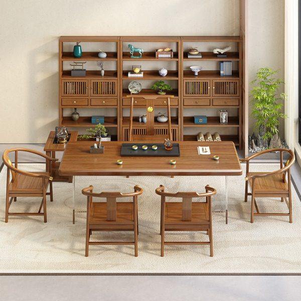 新中式实木大板茶桌椅组合现茶室公室简约风轻奢原木家用茶台,商业/办公家具,茶台/茶桌,淘宝优惠券,粉丝福利购,淘宝优惠卷