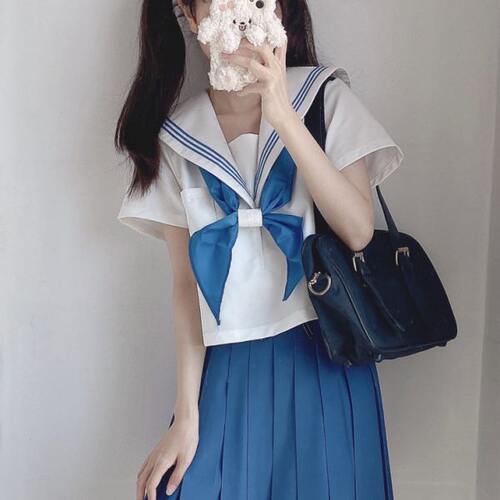 【山川JK】原创绀三本水手服jk制服学院风套装短袖夏季上衣基础款
