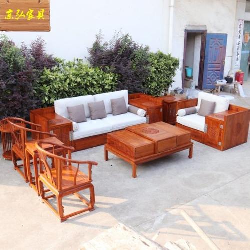 刺猬紫檀红木沙发实木家具现代新中式花梨木四世同堂沙发京瓷厂家