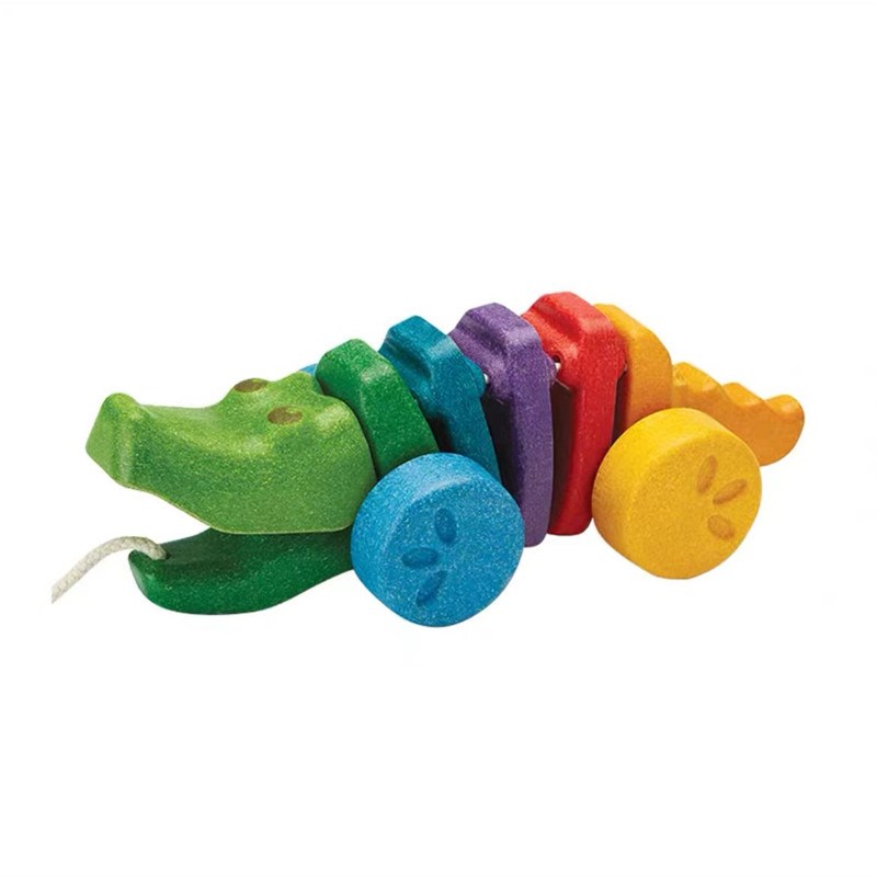 plantoys1416宝宝学步拖拉鳄鱼木质儿童手拉拉车拉线拉绳牵引玩具