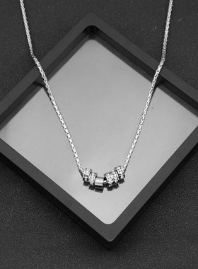 闪钻圆环吊坠项链女新款时尚简约小蛮腰锁骨链百搭U优雅甜美颈链