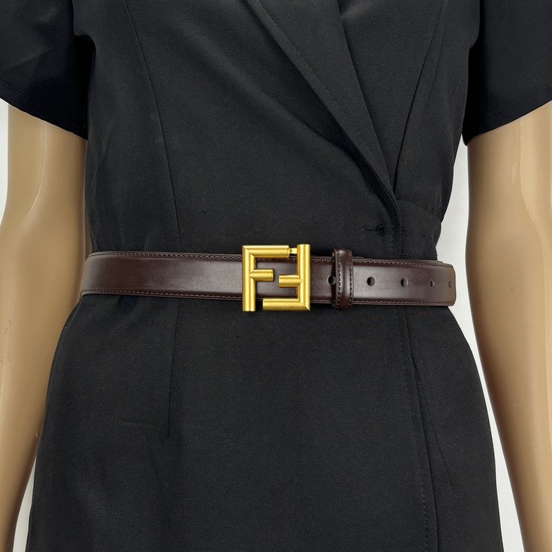 小众双FF扣头真皮女款复古百搭配E牛仔裤西装裤装饰腰带女牛皮带