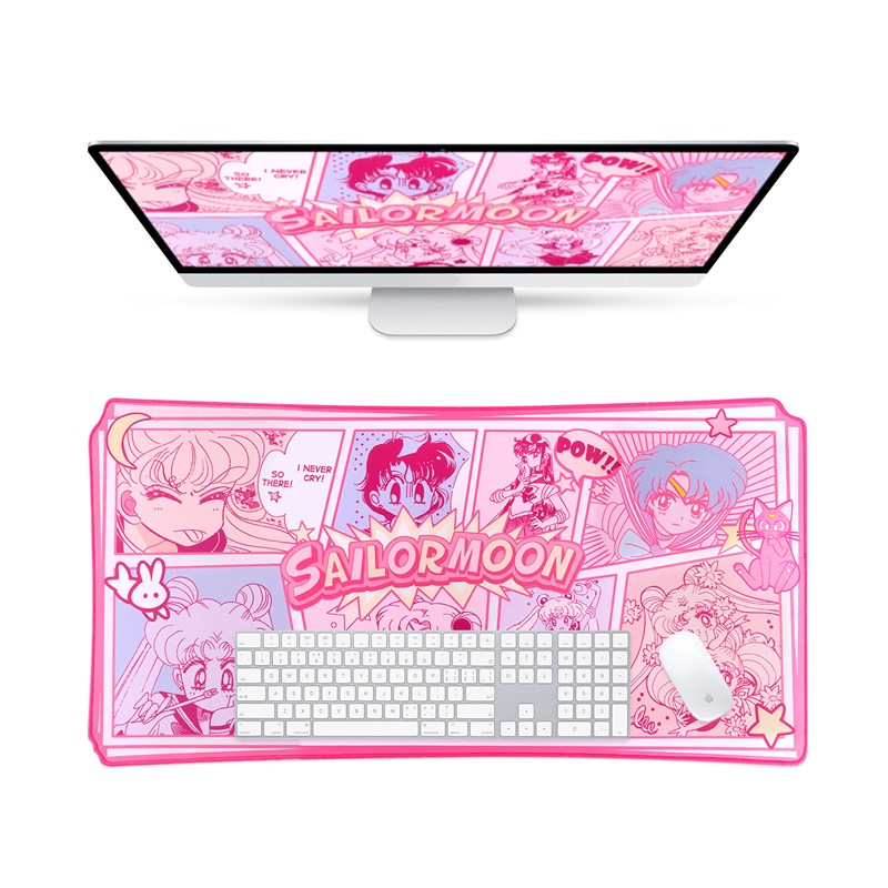原创美少女超大号k游戏鼠标垫电竞水冰月可爱办公桌垫防滑加厚软