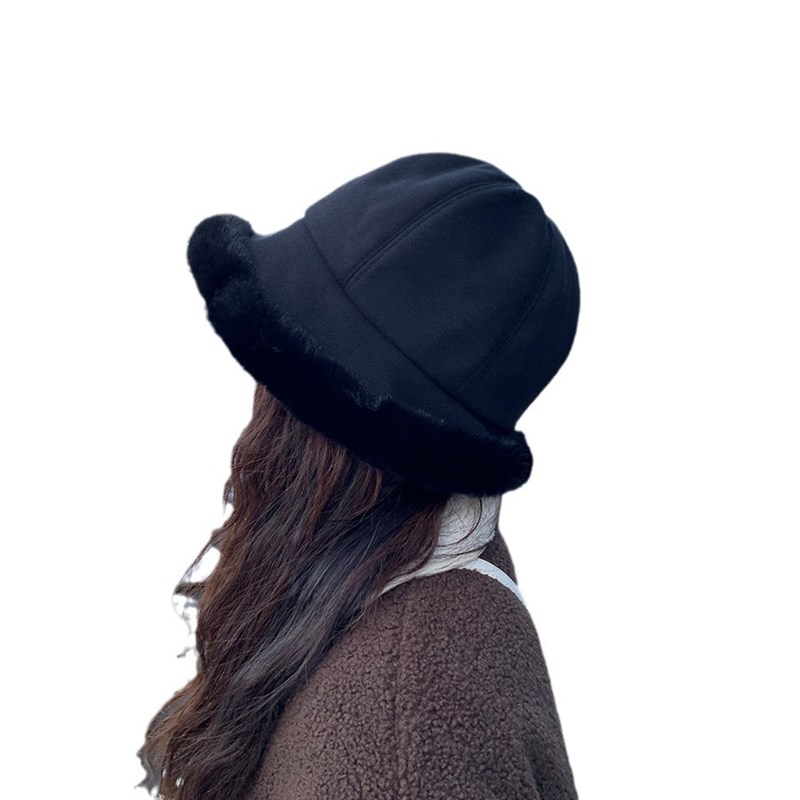 双面毛绒渔夫帽女k2022新款冬季保暖显脸小百搭大头围秋冬水桶帽