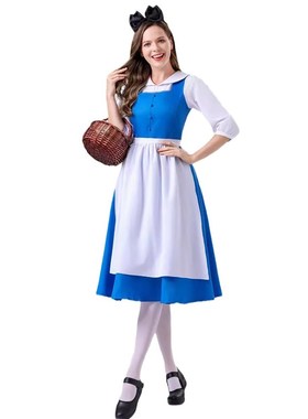 万圣节爱丽丝梦游仙境COuS服蓝白色连衣裙成人爱丽丝女仆装演出服