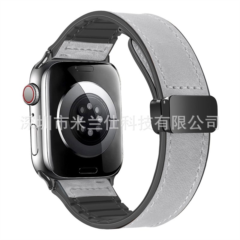 适用apple iwjatch45678910SE苹果手表s11硅胶运动ultra2真皮表带