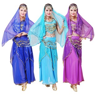 印度舞演出服舞台表演服装肚皮舞套装夏裙辣椒T肚兜亮片亮点裙